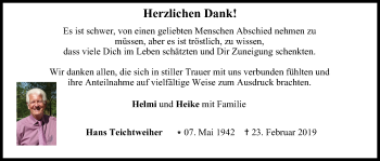 Anzeige von Hans Teichtweiher von MGO