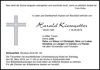 Anzeige von Harald Kiesewetter von MGO