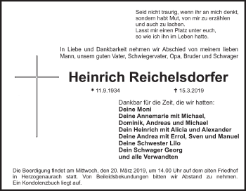 Anzeige von Heinrich Reichelsdorfer von MGO