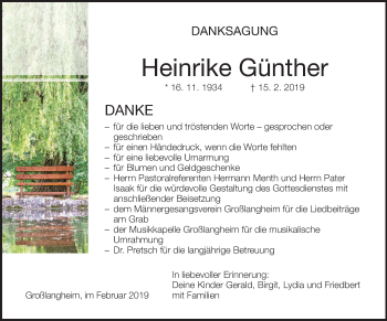 Anzeige von Heinrike Günther von MGO