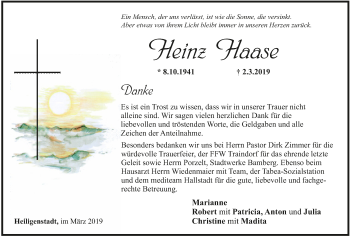 Anzeige von Heinz Haase von MGO