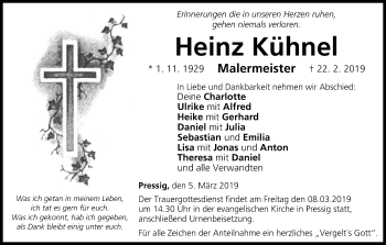 Anzeige von Heinz Kühnel von MGO