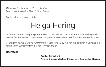 Anzeige von Helga Hering von MGO
