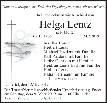 Anzeige von Helga Lentz von MGO