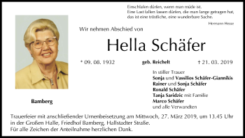 Anzeige von Hella Schäfer von MGO