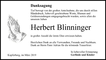Anzeige von Herbert Blinninger von MGO