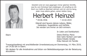 Anzeige von Herbert Heinzel von MGO