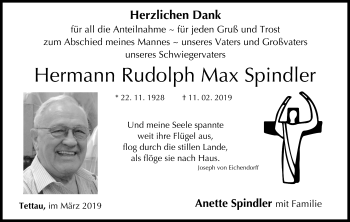 Anzeige von Hermann Rudolph Max Spindler von MGO