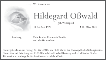 Anzeige von Hildegard Oßwald von MGO