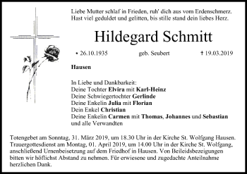 Anzeige von Hildegard Schmitt von MGO