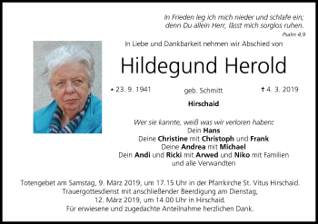 Anzeige von Hildegund Herold von MGO