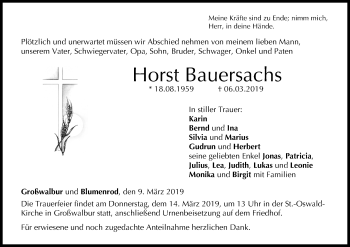 Anzeige von Horst Bauersachs von MGO