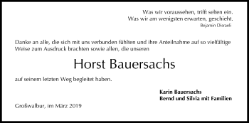 Anzeige von Horst Bauersachs von MGO