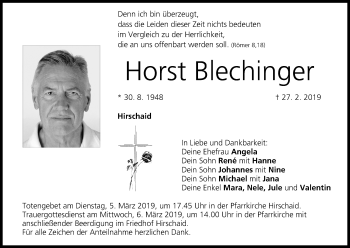 Anzeige von Horst Blechfinger von MGO