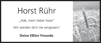 Anzeige von Horst Rühr von MGO