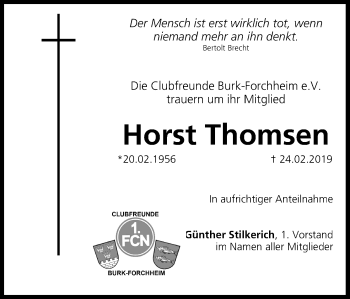 Anzeige von Horst Thomsen von MGO
