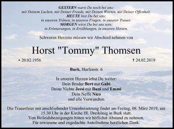 Anzeige von Horst Thomsen von MGO