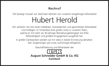 Anzeige von Hubert Herold von MGO