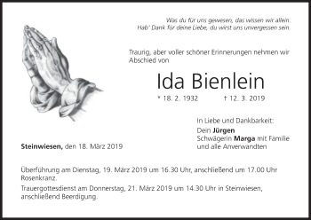 Anzeige von Ida Bienlein von MGO