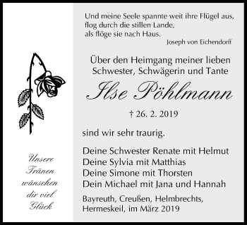 Anzeige von Ilse Pöhlmann von MGO