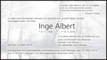 Anzeige von Inge Albert von MGO