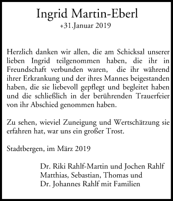 Anzeige von Ingrid Martin-Eberl von MGO