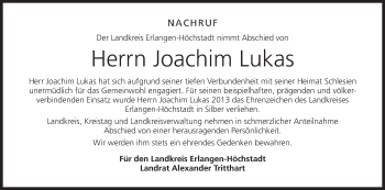 Anzeige von Joachim Lukas von MGO