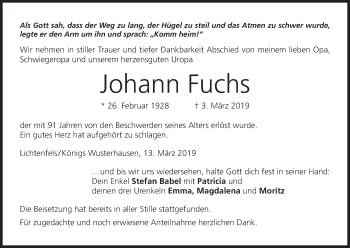Anzeige von Johann Fuchs von MGO