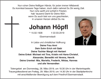 Anzeige von Johann Höpfl von MGO