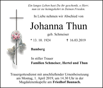 Anzeige von Johanna Thun von MGO