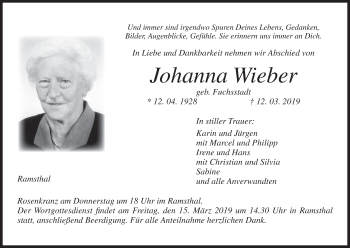 Anzeige von Johanna Wieber von MGO