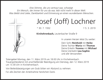 Anzeige von Josef Lochner von MGO