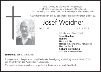 Anzeige von Josef Weidner von MGO
