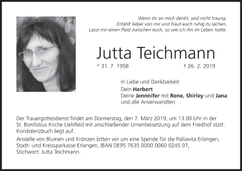 Anzeige von Jutta Teichmann von MGO