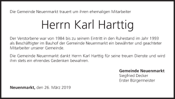 Anzeige von Karl Harttig von MGO