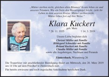 Anzeige von Klara Kuckert von MGO