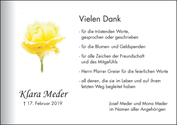 Anzeige von Klara Meder von MGO