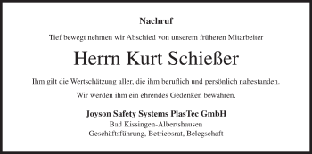 Anzeige von Kurt Schießer von MGO