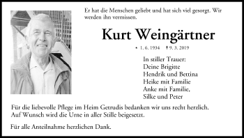 Anzeige von Kurt Weingärtner von MGO