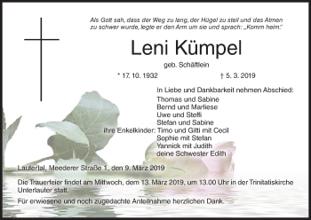 Anzeige von Leni Kümpel von MGO