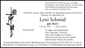 Anzeige von Leni Schmid von MGO