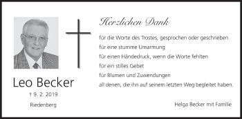 Anzeige von Leo Becker von MGO