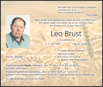 Anzeige von Leo Brust von MGO