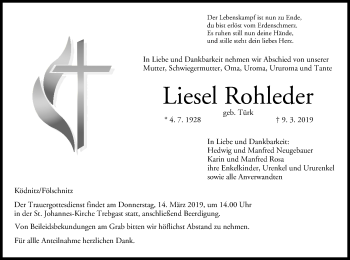 Anzeige von Liesel Rohleder von MGO