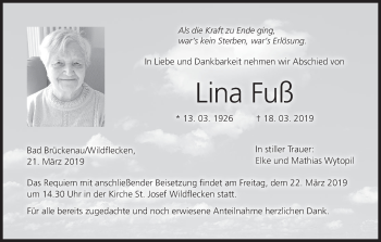 Anzeige von Lina Fuß von MGO