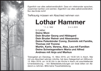 Anzeige von Lothar Hammer von MGO