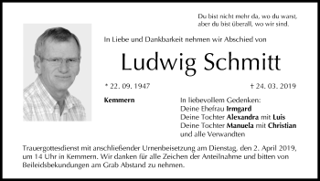 Anzeige von Ludwig Schmitt von MGO