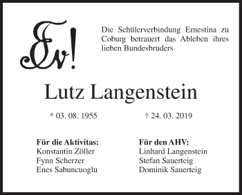 Anzeige von Lutz Langenstein von MGO