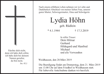 Anzeige von Lydia Höhn von MGO