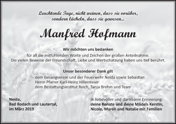 Anzeige von Manfred Hofmann von MGO